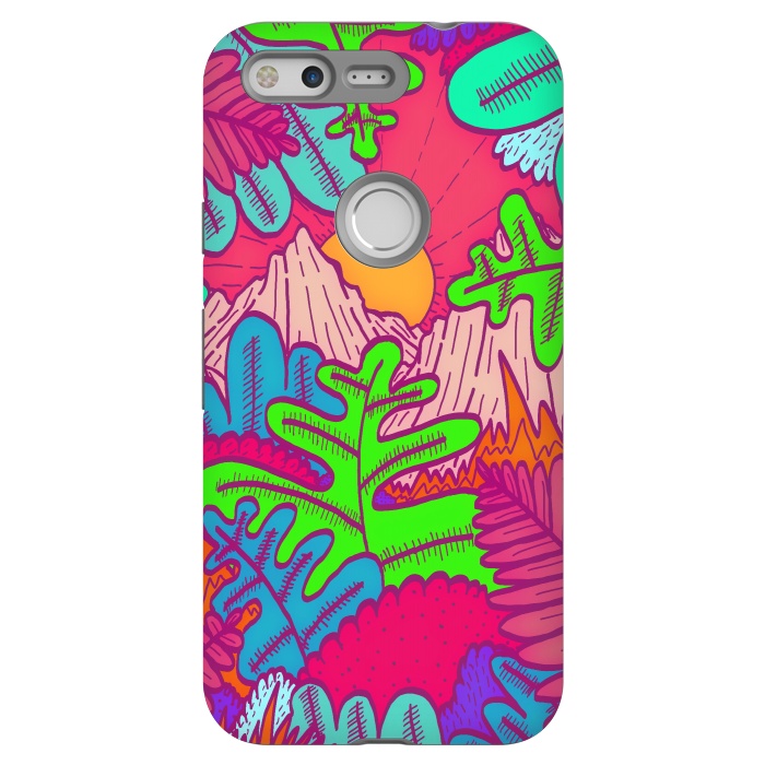 Pixel StrongFit A pink tropical jungle by Steve Wade (Swade)