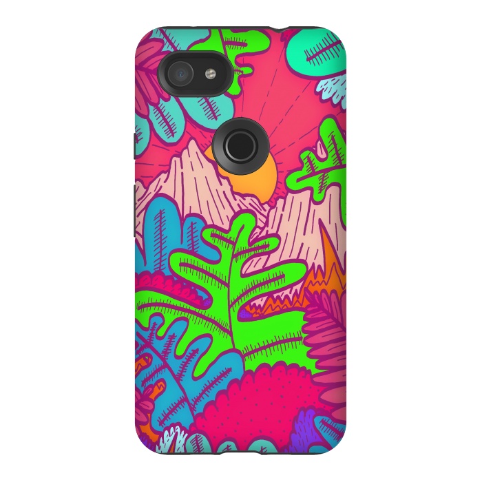 Pixel 3AXL StrongFit A pink tropical jungle by Steve Wade (Swade)