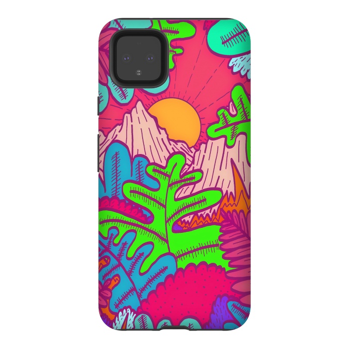 Pixel 4XL StrongFit A pink tropical jungle by Steve Wade (Swade)