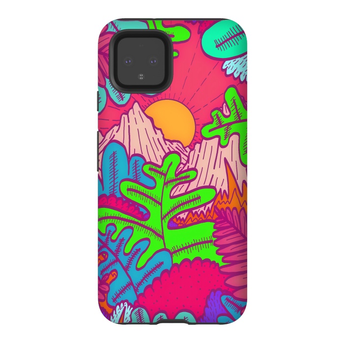 Pixel 4 StrongFit A pink tropical jungle by Steve Wade (Swade)