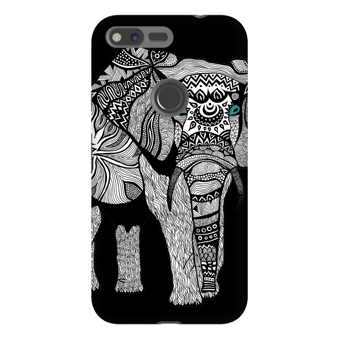 Pixel XL StrongFit Elephant of Namibia B n W by Pom Graphic Design