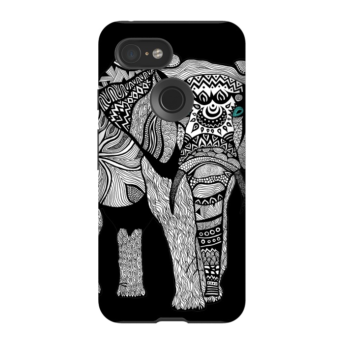 Pixel 3 StrongFit Elephant of Namibia B n W by Pom Graphic Design