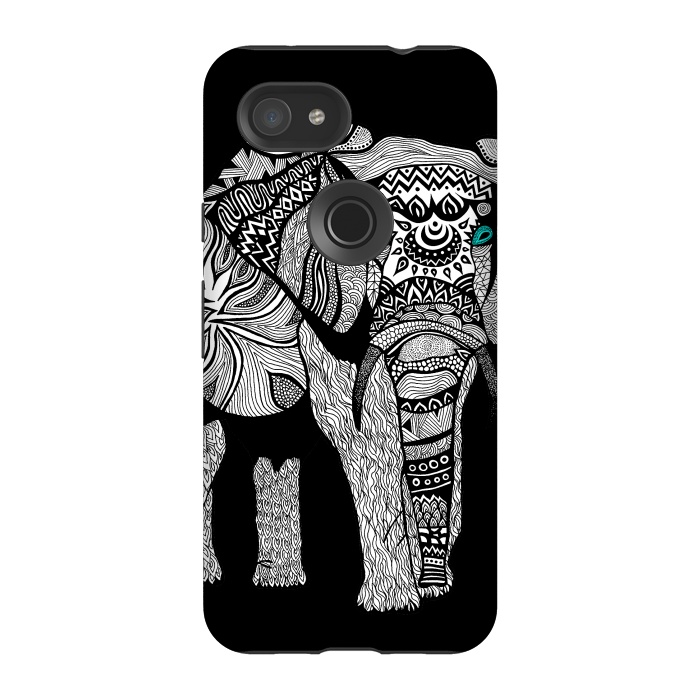 Pixel 3A StrongFit Elephant of Namibia B n W by Pom Graphic Design