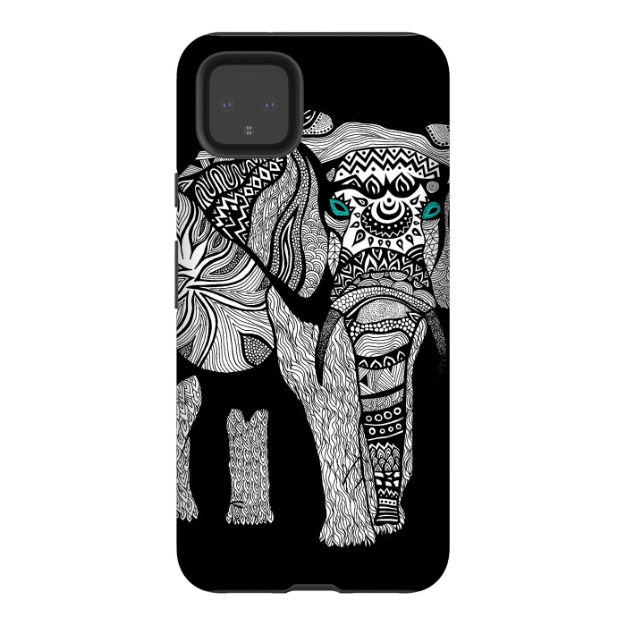 Pixel 4XL StrongFit Elephant of Namibia B n W by Pom Graphic Design