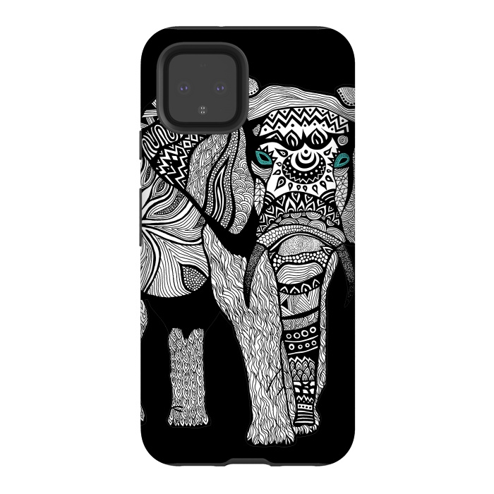 Pixel 4 StrongFit Elephant of Namibia B n W by Pom Graphic Design