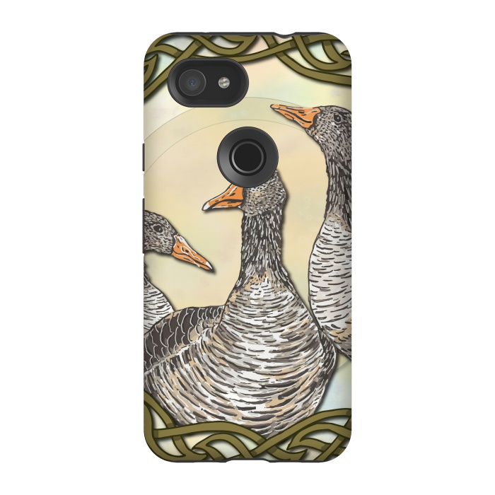 Pixel 3A StrongFit Celtic Goose by Lotti Brown