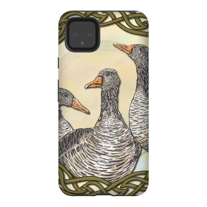 Pixel 4XL StrongFit Celtic Goose by Lotti Brown
