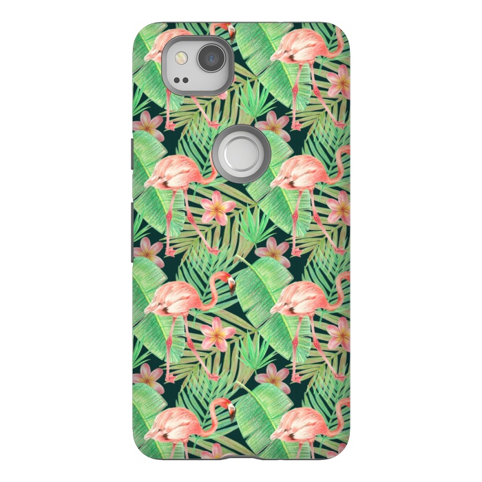 Pixel 2 StrongFit pink flamingo in a jungle by Alena Ganzhela