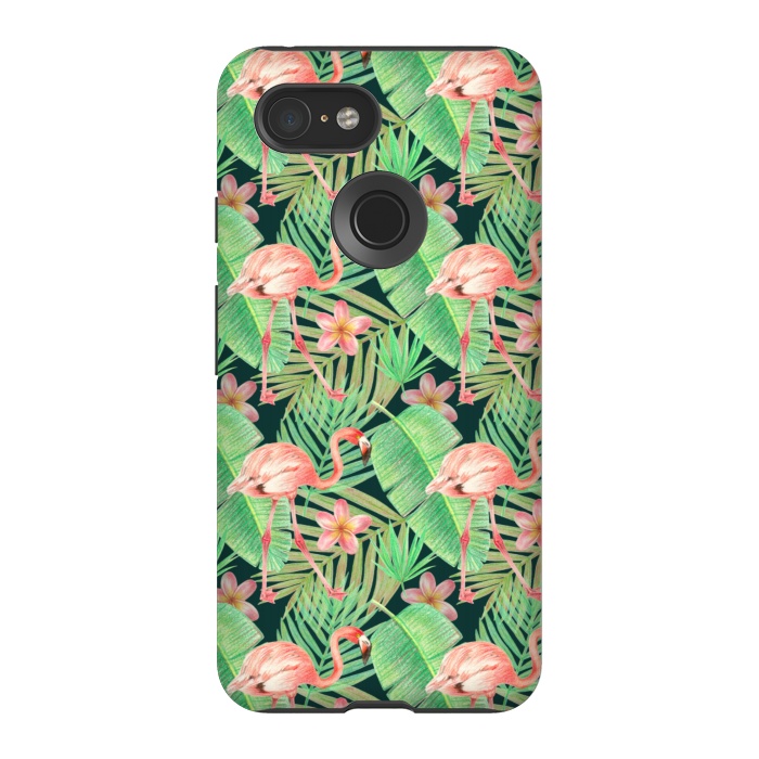 Pixel 3 StrongFit pink flamingo in a jungle by Alena Ganzhela