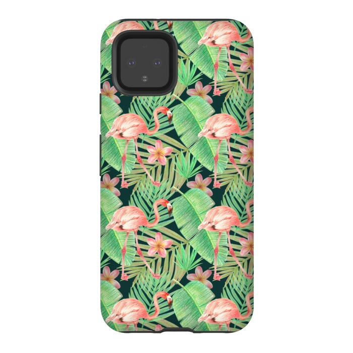 Pixel 4 StrongFit pink flamingo in a jungle by Alena Ganzhela