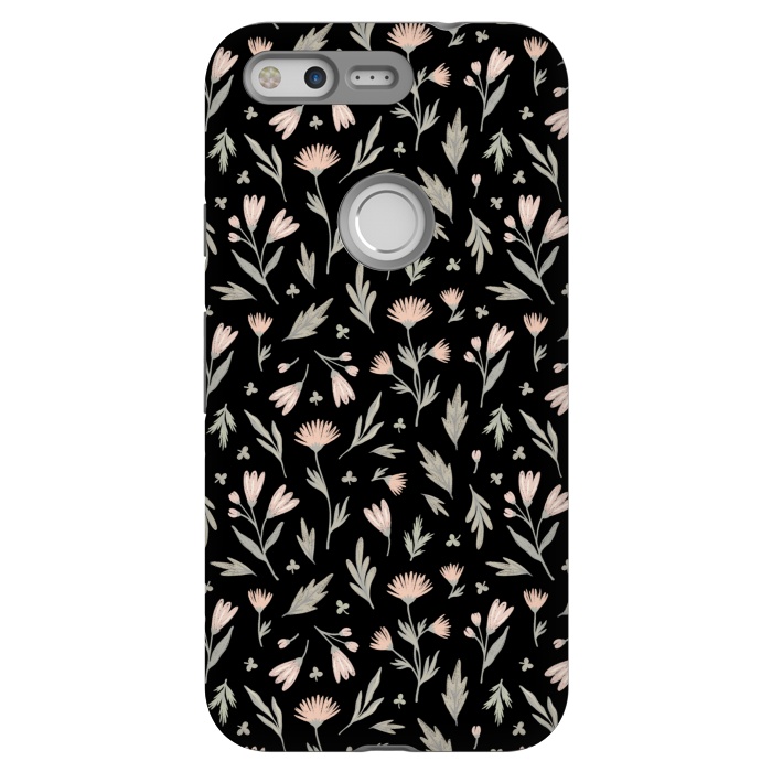 Pixel StrongFit delicate flowers on a black by Alena Ganzhela