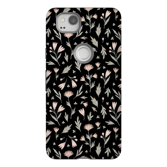 Pixel 2 StrongFit delicate flowers on a black by Alena Ganzhela