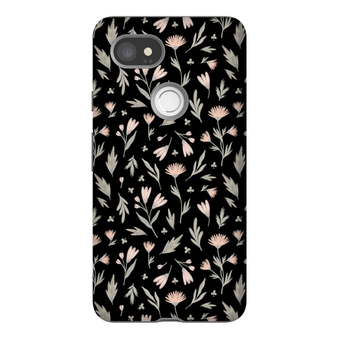 Pixel 2XL StrongFit delicate flowers on a black by Alena Ganzhela
