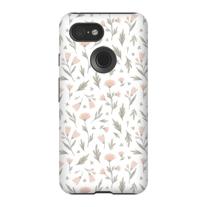 Pixel 3 StrongFit delicate flowers on a white by Alena Ganzhela