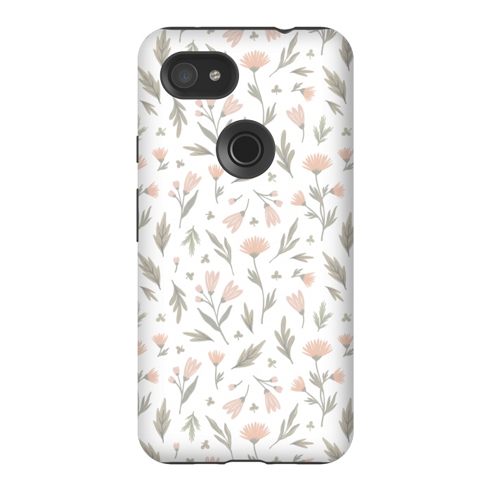 Pixel 3AXL StrongFit delicate flowers on a white by Alena Ganzhela
