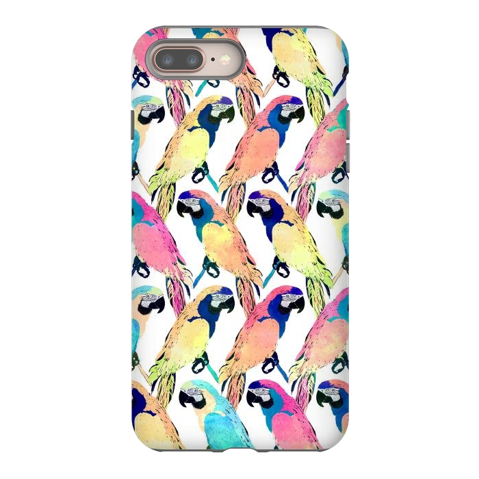 iPhone 7 plus StrongFit Modern Colorful Exotic Parrot Birds Watercolor Paint by InovArts