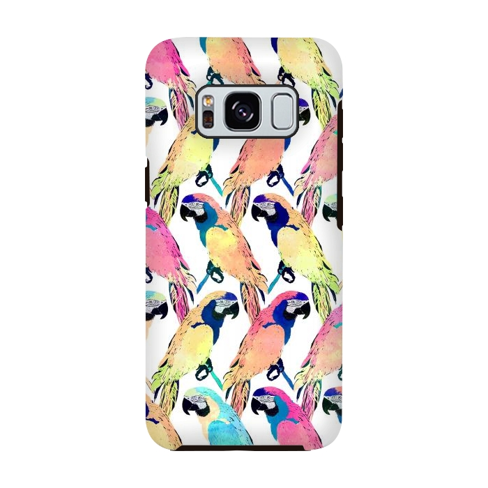 Galaxy S8 StrongFit Modern Colorful Exotic Parrot Birds Watercolor Paint by InovArts