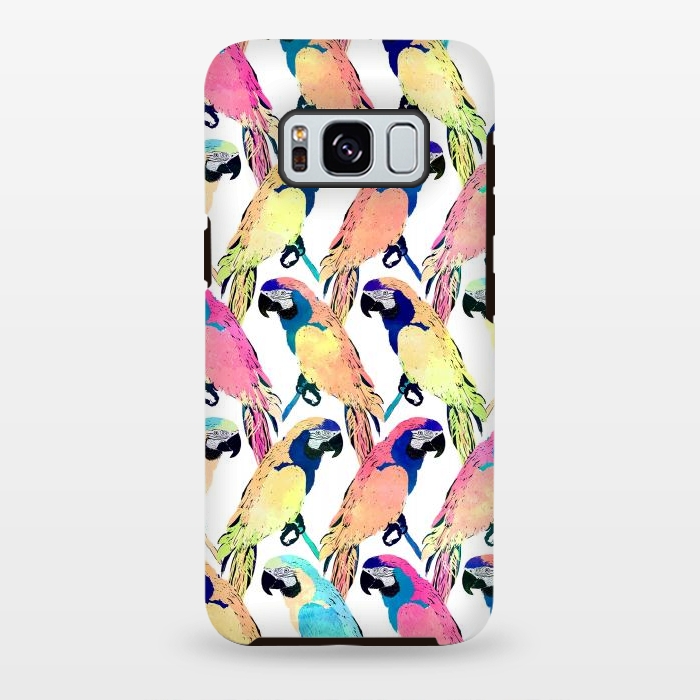 Galaxy S8 plus StrongFit Modern Colorful Exotic Parrot Birds Watercolor Paint by InovArts