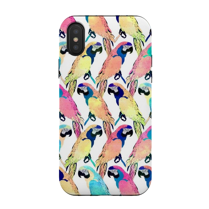 iPhone Xs / X StrongFit Modern Colorful Exotic Parrot Birds Watercolor Paint by InovArts