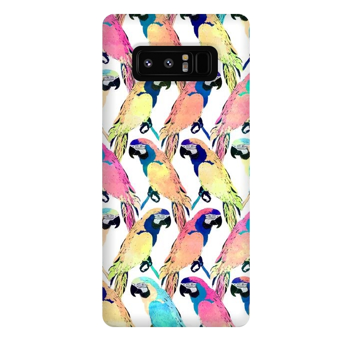 Galaxy Note 8 StrongFit Modern Colorful Exotic Parrot Birds Watercolor Paint by InovArts