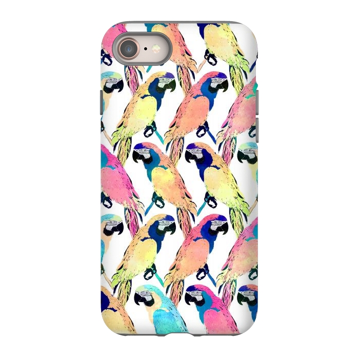 iPhone 8 StrongFit Modern Colorful Exotic Parrot Birds Watercolor Paint by InovArts