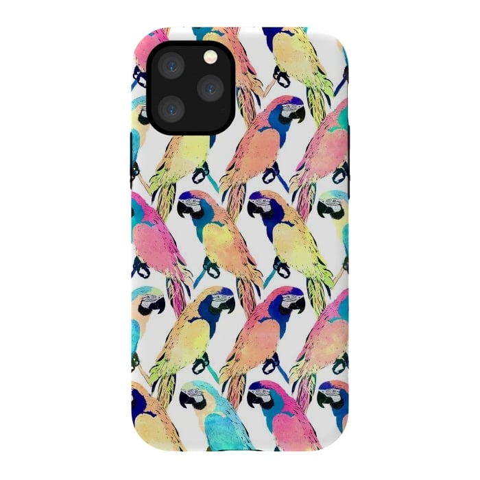 iPhone 11 Pro StrongFit Modern Colorful Exotic Parrot Birds Watercolor Paint by InovArts