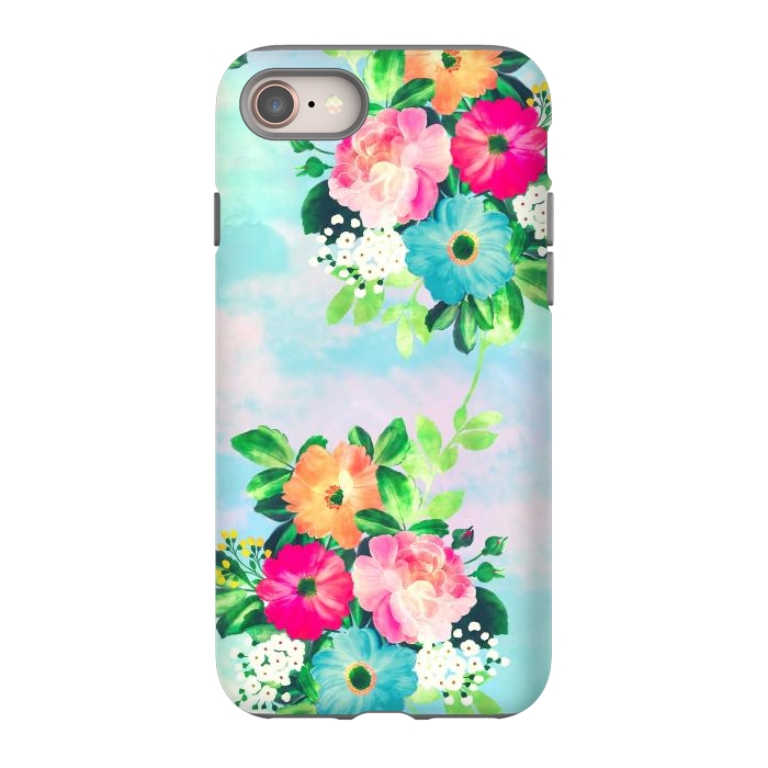 iPhone 8 StrongFit Girly Vintage Roses Floral Watercolor Paint by InovArts