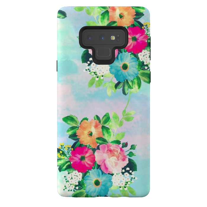 Galaxy Note 9 StrongFit Girly Vintage Roses Floral Watercolor Paint by InovArts