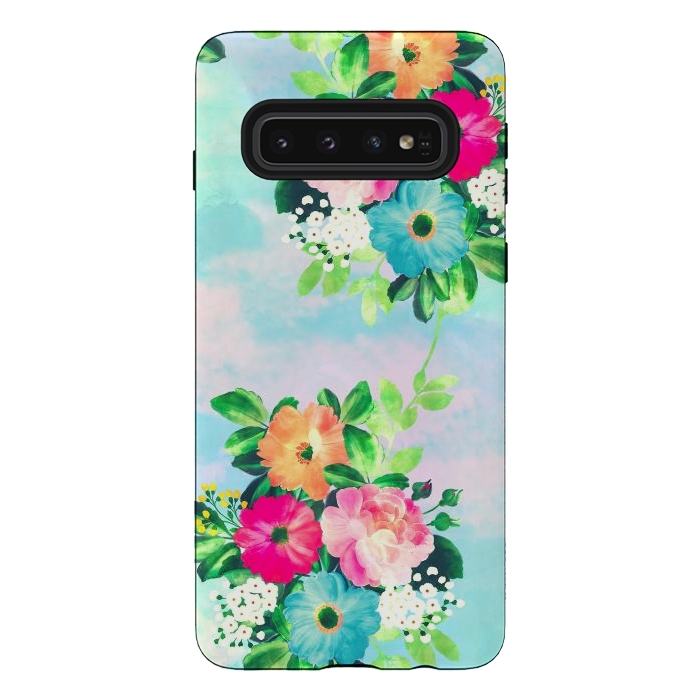 Galaxy S10 StrongFit Girly Vintage Roses Floral Watercolor Paint by InovArts