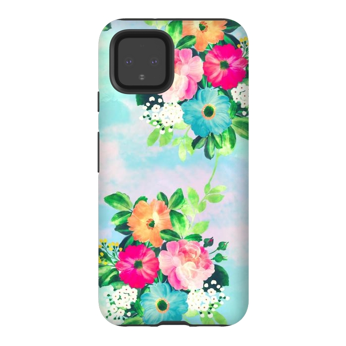 Pixel 4 StrongFit Girly Vintage Roses Floral Watercolor Paint by InovArts