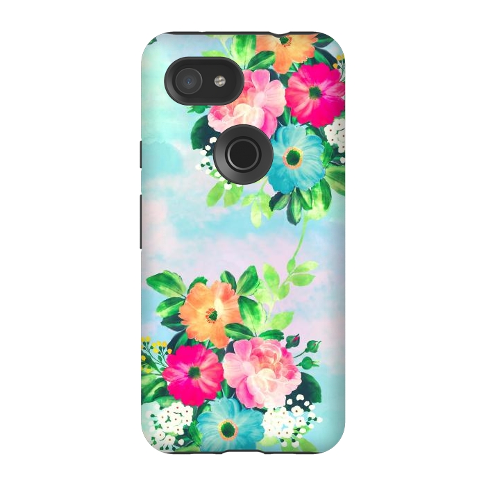 Pixel 3A StrongFit Girly Vintage Roses Floral Watercolor Paint by InovArts