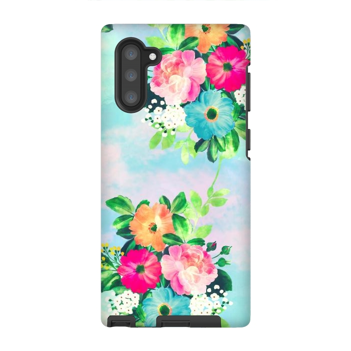 Galaxy Note 10 StrongFit Girly Vintage Roses Floral Watercolor Paint by InovArts