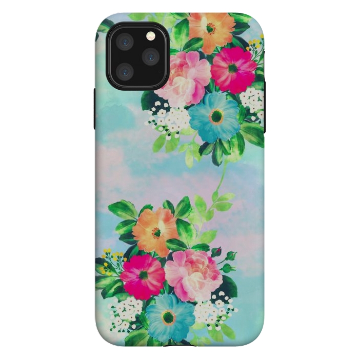 iPhone 11 Pro Max StrongFit Girly Vintage Roses Floral Watercolor Paint by InovArts