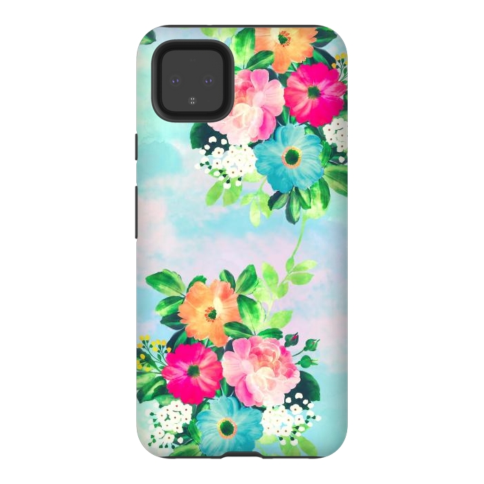 Pixel 4XL StrongFit Girly Vintage Roses Floral Watercolor Paint by InovArts