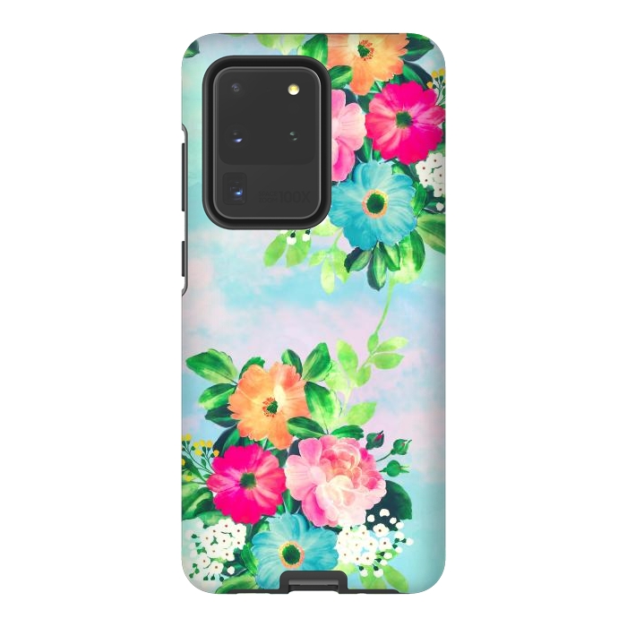 Galaxy S20 Ultra StrongFit Girly Vintage Roses Floral Watercolor Paint by InovArts