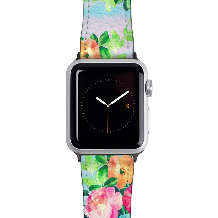 Watch 38mm / 40mm Strap PU leather Girly Vintage Roses Floral Watercolor Paint by InovArts
