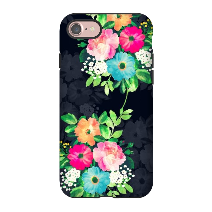iPhone 7 StrongFit Watercolor Vintage Roses Floral Dark Blue Design by InovArts