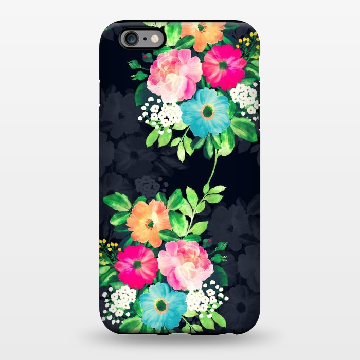 iPhone 6/6s plus StrongFit Watercolor Vintage Roses Floral Dark Blue Design by InovArts