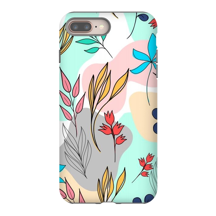 iPhone 7 plus StrongFit Trendy colorful leaves hand drawn cute illustration by InovArts