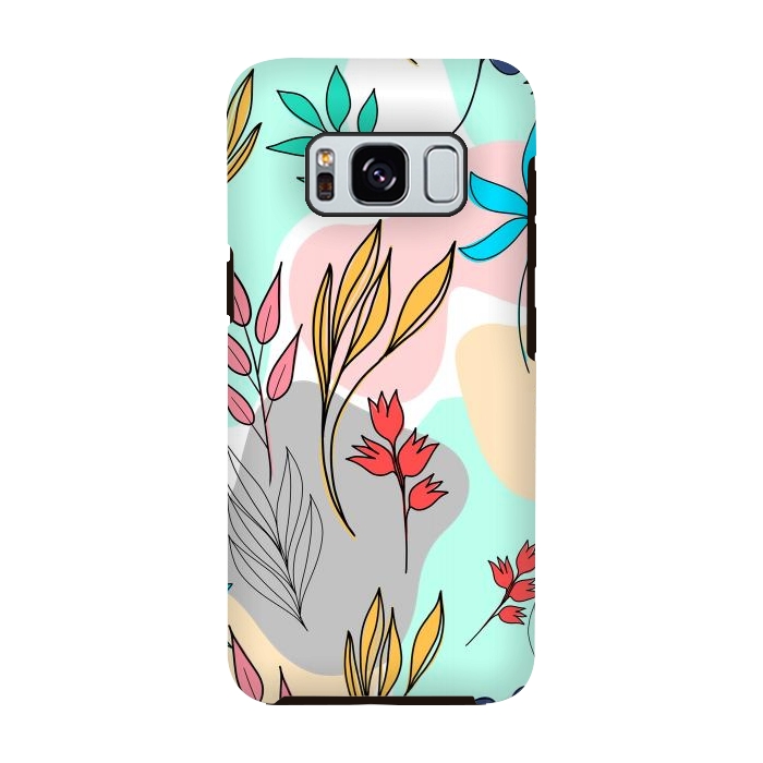 Galaxy S8 StrongFit Trendy colorful leaves hand drawn cute illustration by InovArts