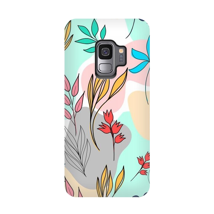 Galaxy S9 StrongFit Trendy colorful leaves hand drawn cute illustration by InovArts