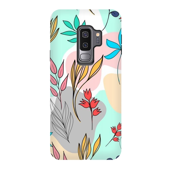 Galaxy S9 plus StrongFit Trendy colorful leaves hand drawn cute illustration by InovArts