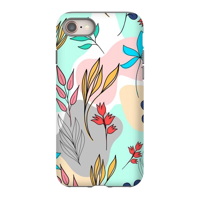 iPhone 8 StrongFit Trendy colorful leaves hand drawn cute illustration by InovArts