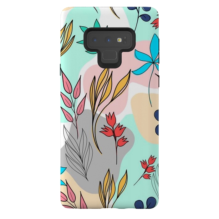 Galaxy Note 9 StrongFit Trendy colorful leaves hand drawn cute illustration by InovArts