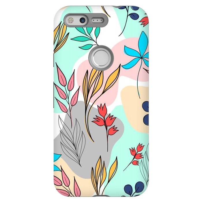 Pixel StrongFit Trendy colorful leaves hand drawn cute illustration by InovArts