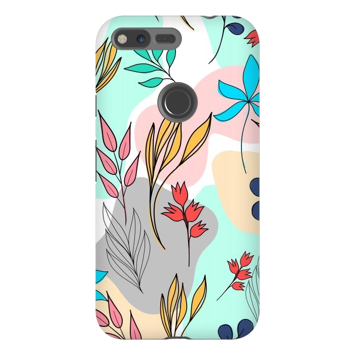 Pixel XL StrongFit Trendy colorful leaves hand drawn cute illustration by InovArts
