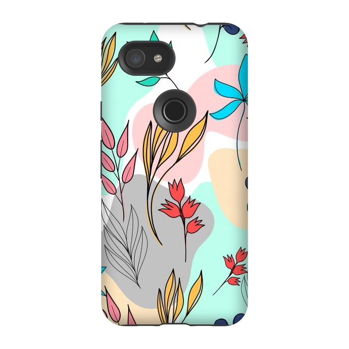 Pixel 3A StrongFit Trendy colorful leaves hand drawn cute illustration by InovArts