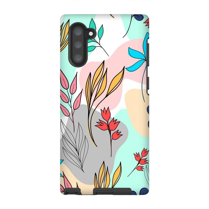 Galaxy Note 10 StrongFit Trendy colorful leaves hand drawn cute illustration by InovArts