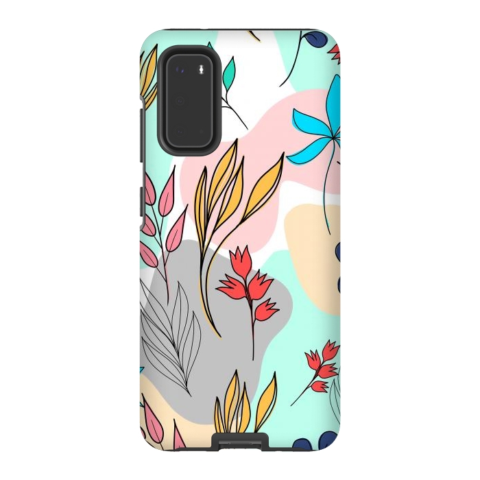 Galaxy S20 StrongFit Trendy colorful leaves hand drawn cute illustration by InovArts