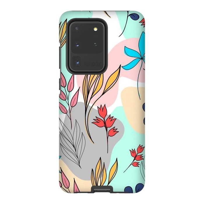 Galaxy S20 Ultra StrongFit Trendy colorful leaves hand drawn cute illustration by InovArts